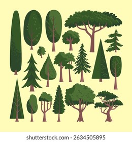 Conjunto de variedades de plantas e árvores