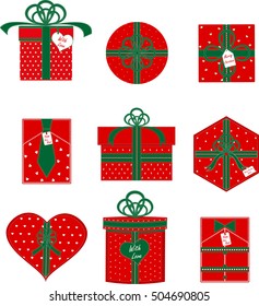 Set of variety red gift box
