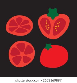 Tomaten-Set. Vektorgrafik