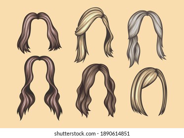 Set of Variety women hairstyles