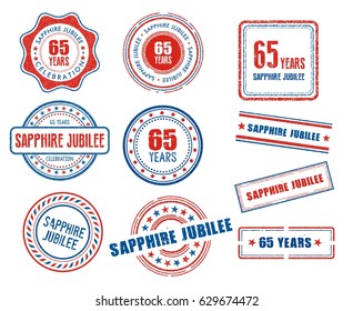 Set of various 65th anniversary Sapphire Jubilee stamps
