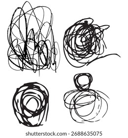 Set mit verschiedenen abstrakten Flecken mit einem Bleistift in runder Form, für verschiedene Designs und Schablonendesigns