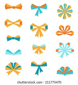 Set of various abstract bows and ribbons.