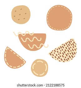 Set of various abstract elements on a white background. To create a design. Boho style. Simple, modern style. Vector graphics, isolated.