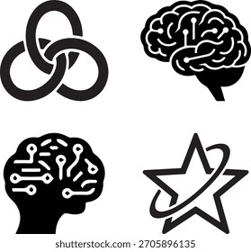 Set of various abstract icons on transparent background. Design elements or black concept artwork. Different design with design or decoration