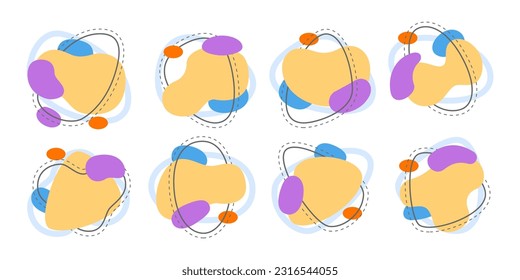 Set of various abstract liquid blob and fluid organic shapes and dynamic elements set. Vector illustration