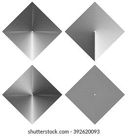 Set of various abstract radial, radiating squares