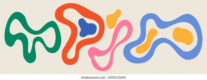 Set of various abstract shapes, patterns and plants. Hand drawn doodles. Modern fashion illustration. Flat design, cartoon hand drawn, vector.