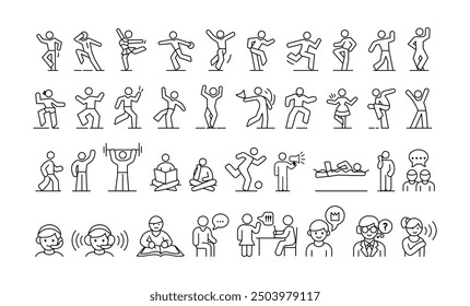 Set of various activity icons in line style. Vector illustration