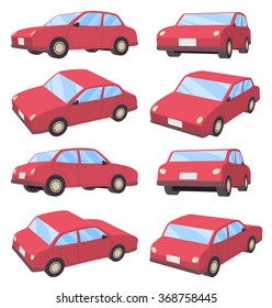 Set Of Various Angles Of 3D Car Sedan Type