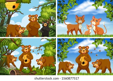 Group Wild Animals On Fringe Forest Stock Vector (Royalty Free ...