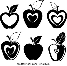 Set of various apple silhouettes icons vector illustration