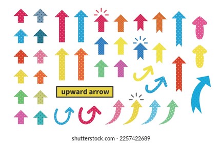 Set of various arrow symbols with different colors. Vector illustration isolated on white background.