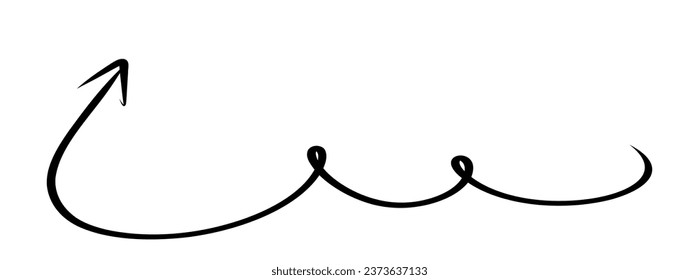 set of various arrows. wavy, double ended, knotted arrow, tangled long thin hand drawn arrows