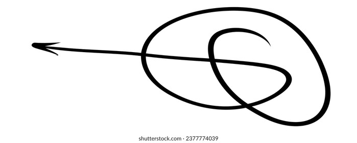 set of various arrows. wavy, double ended, knotted arrow, tangled long thin hand drawn arrows