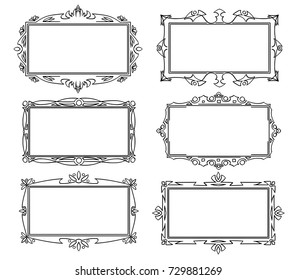 Set of various artistic ornamental frame label designs.