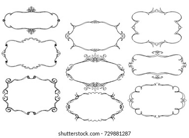 Set of various artistic ornamental frame designs.