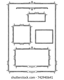 Set of various artistic ornamental frame label designs in same style.