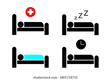 Set of various bed icons,simple element illustration.Flat design
