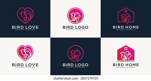 Set of various bird logo design colection Premium Vector