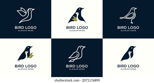 Set of various bird symbols and logo design elements