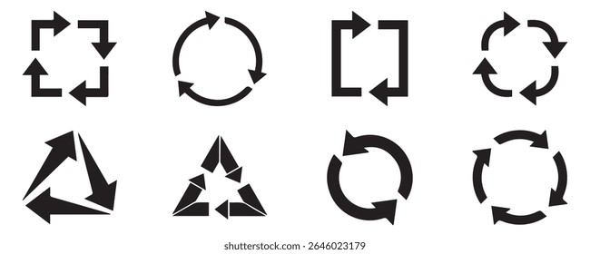 A set of various black arrow sign icons symbols. abstract arrow button business circle collection. eps vector illustration design. isolated on a white background. flat arrow elements direction. 