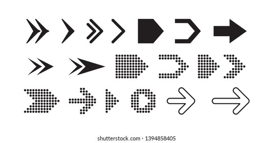 Set of various black arrows, arrow icons, collections sharing various arrow icons