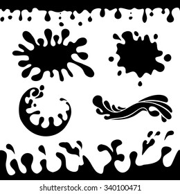Set of various black blots on white background