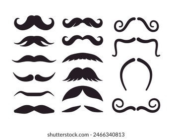 set various black color moustache men facial type curly swirl thick whisker style