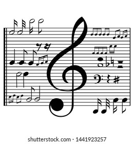 Set of various black music notes icon,  Vector illustration music note design. 