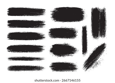 Conjunto de vários traços pretos com texturas angustiadas e bordas de tinta ásperas