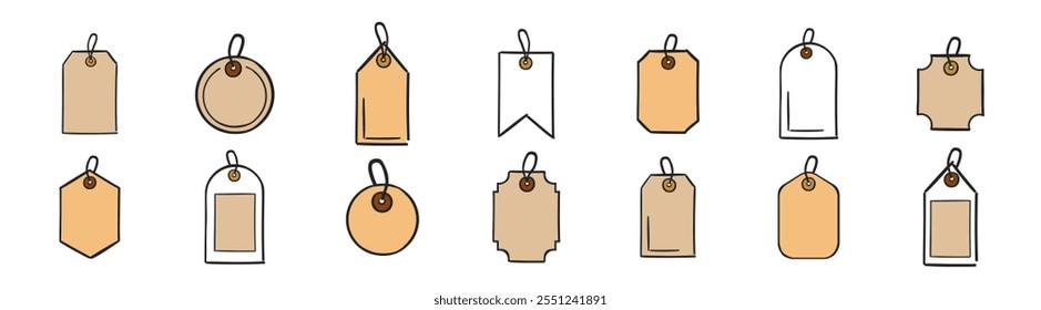 Set of various blank paper tag silhouettes. Set of sale tags and labels, template shopping labels. Special offer or shopping discount label.