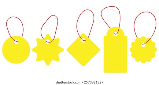 Set of various blank white paper tags, labels, stickers. Isolated vector elements, flat design. Blank black paper price tags or gift tags of various shapes. Discount tags icon shapes. Design eps 10
