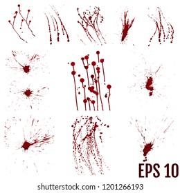 Set of various blood or paint splatters.