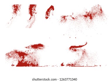 Set of various blood or paint splatters, blood. - Vector