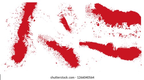 Set of various blood or paint splatters, blood. - Vector