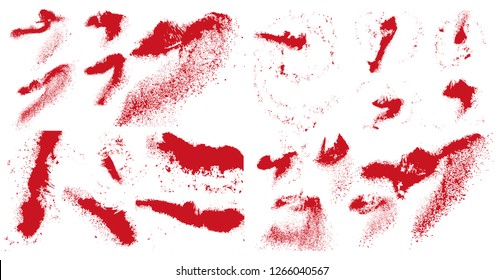 Set of various blood or paint splatters, blood. - Vector