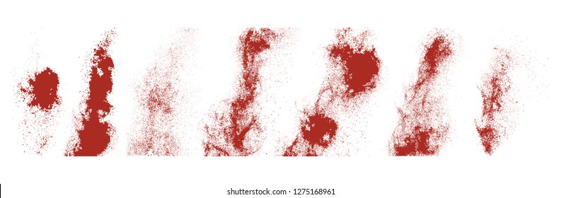 Set of various blood or paint splatters, blood.