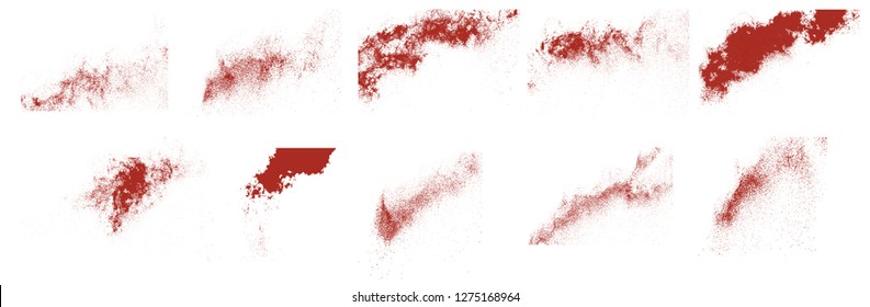 Set of various blood or paint splatters, blood.