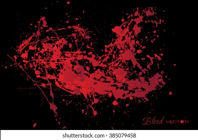 Set of various blood or paint splatters drops and trail  Isolated on white background  all elements grouped no effects, vector design element illustration