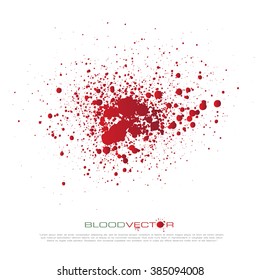 Set of various blood or paint splatters drops and trail  Isolated on white background  all elements grouped no effects, vector design element illustration