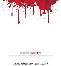 Set of various blood or paint splatters drops and trail  Isolated on white background  all elements grouped no effects, vector design element illustration