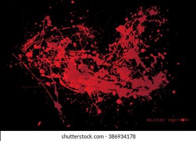 Set of various blood or paint splatters drops and trail  Isolated on white background  all elements grouped no effects, vector design element illustration