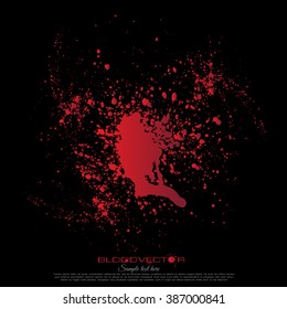 Set of various blood or paint splatters drops and trail  Isolated on white background  all elements grouped no effects, vector design element illustration
