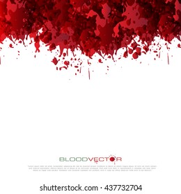 Set of various blood or paint splatters drops and trail  Isolated on white background  all elements grouped no effects, vector design element illustration