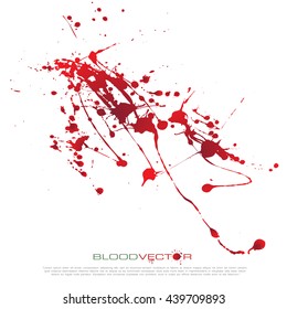 Set of various blood or paint splatters drops and trail  Isolated on white background  all elements grouped no effects, vector design element illustration