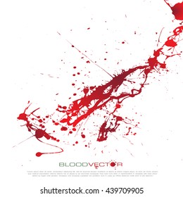 Set of various blood or paint splatters drops and trail  Isolated on white background  all elements grouped no effects, vector design element illustration