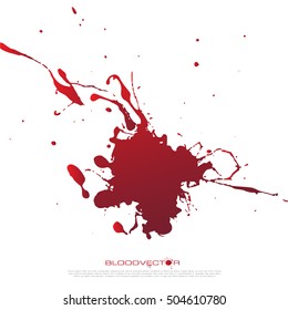 Set of various blood or paint splatters drops and trail  Isolated on white background  all elements grouped no effects, vector design element illustration