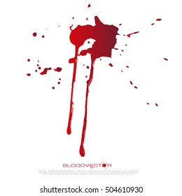 Set of various blood or paint splatters drops and trail  Isolated on white background  all elements grouped no effects, vector design element illustration