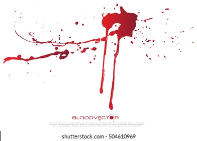 Set of various blood or paint splatters drops and trail  Isolated on white background  all elements grouped no effects, vector design element illustration